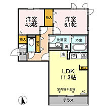 Ott’s　Gejo  ｜ 愛知県豊橋市下条東町字中通（賃貸アパート2LDK・1階・55.44㎡） その2