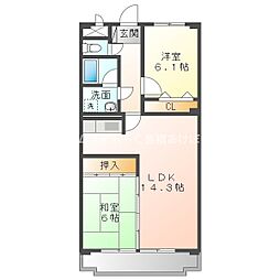 NH菰口 4階2LDKの間取り