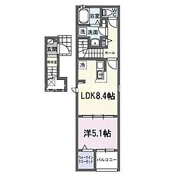 シュタットB 2階1LDKの間取り