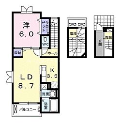 コート・グレイス 3階1LDKの間取り