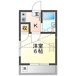 フォレスト小池 1階1Kの間取り