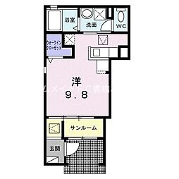 イターナル伊藤I 1階ワンルームの間取り