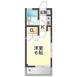 メモワール弥栄 2階1Kの間取り