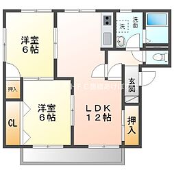 グリーンハイツ鈴木　Ａ棟 2階2LDKの間取り