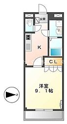 コスモステージ 1階1Kの間取り