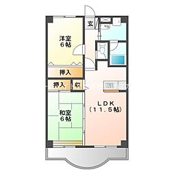 サンライズヒルカワイ 2LDKの間取図画像