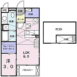 ミニヨン　ポルテ 2階1LDKの間取り