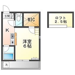 セザンヌ多米 2階ワンルームの間取り