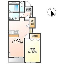 アクトガーデン 1階1LDKの間取り