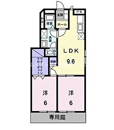 エクセル58A 1階2LDKの間取り