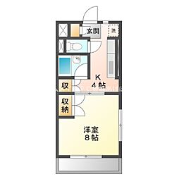 ハイツ　リバティ 1階1Kの間取り