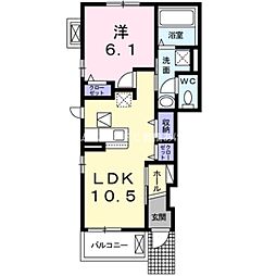エスポワールK&L　I 1階1LDKの間取り