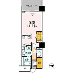 セントラルレジデンス 4階ワンルームの間取り