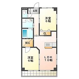 ブロードタウン神野B 2LDKの間取図画像