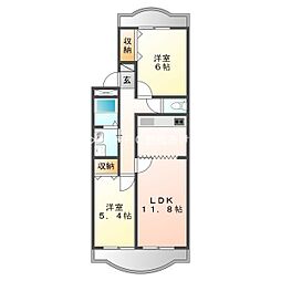 フローラ・リヴェール 2LDKの間取図画像
