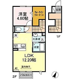 歩夢 1LDKの間取図画像