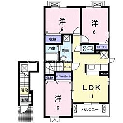 プリムローズウエスト 3LDKの間取図画像