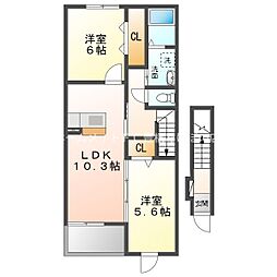 ユトリロ忠興B 2LDKの間取図画像