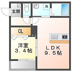 LE COCON 豊橋II 1LDKの間取図画像