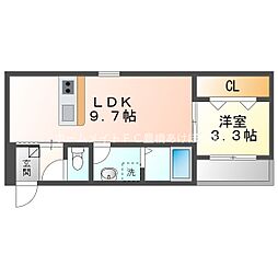 LE COCON 豊橋II 1LDKの間取図画像