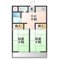 カースル50B 2DKの間取図画像