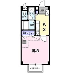 ウイングコートベイロード2 1Kの間取図画像