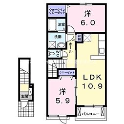 スターダストヒルズNorth 2LDKの間取図画像