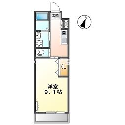 カサアスール 1Kの間取図画像