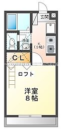 メゾンドラヴィ菰口2 1Kの間取図画像