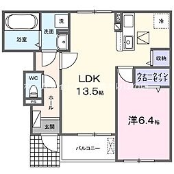 エアリー若松1 1LDKの間取図画像