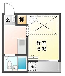 セザンヌ小鷹野 ワンルームの間取図画像