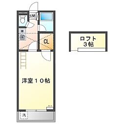 セザンヌ下地 1Kの間取図画像