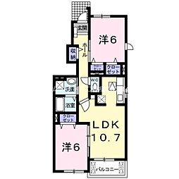 ブルック菅池 2LDKの間取図画像