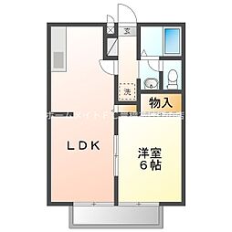 ビーライン浅野H 1LDKの間取図画像