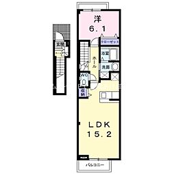 プラタエム2 1LDKの間取図画像