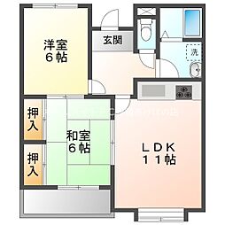 ヴァンドゥムール 2LDKの間取図画像