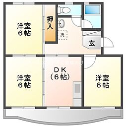 カメリア栄 3DKの間取図画像
