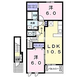 ベルアンジュB 2LDKの間取図画像
