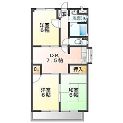 花田ハウス 3DKの間取図画像