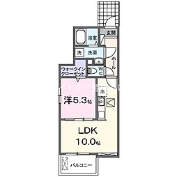 リヴェール響 1LDKの間取図画像