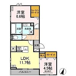 D-avance牟呂 2LDKの間取図画像
