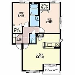 リバーサイドしらさぎ館 2LDKの間取図画像