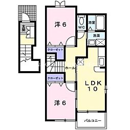 ドルフ・サンフラワー3 2LDKの間取図画像