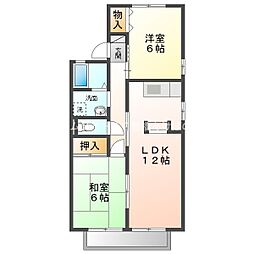 ハートホーム西沢B 2LDKの間取図画像