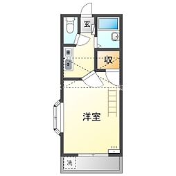 セザンヌ内張 1Kの間取図画像