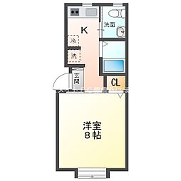 ミューズイン花中B 1Kの間取図画像