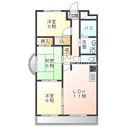 クレストパレス学園前 3LDKの間取図画像