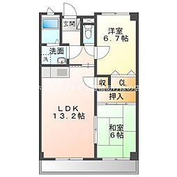 メゾンソレイユ 2LDKの間取図画像