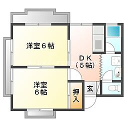 三栄マンション 2DKの間取図画像