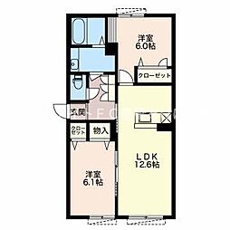シャーメゾン曙 2LDKの間取図画像